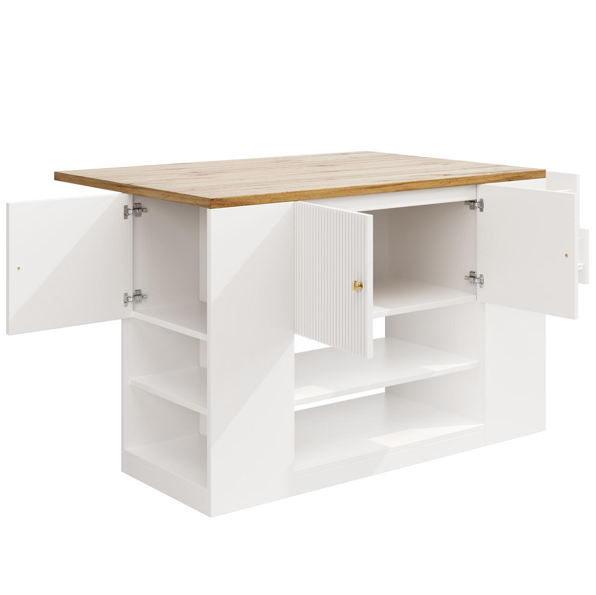 KUHINJSKI otok 140/70/90 cm, MDF, bijeli, na razvlačenje s prostorom za odlaganje - bijela, drvni materijal (40/90/140cm) - BEAOK