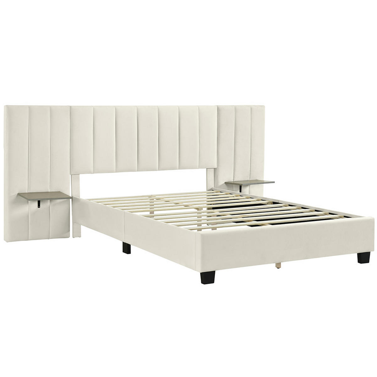 POLSTERBETT 160/200 cm in Beige mit Verlängertem Kopfteil - Beige, Holz/Textil (160/200cm) - KOMHTOM
