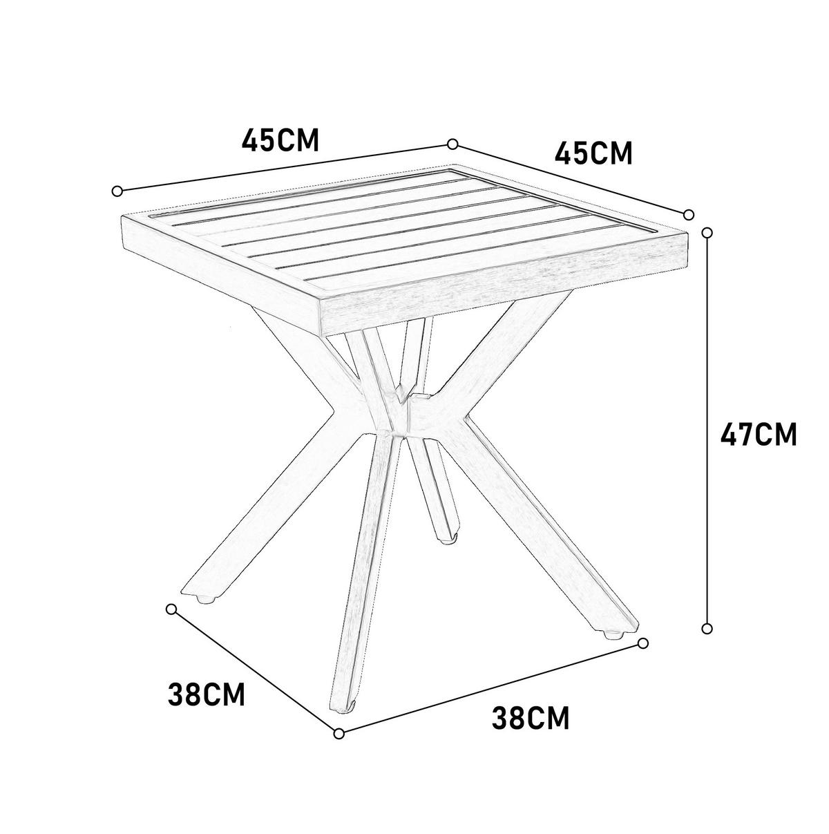 BEISTELLTISCH 45/45/47 cm dunkelgrau aus Aluminium für Außenbereich - Dunkelgrau, Metall (45/45/47cm) - OKWISH