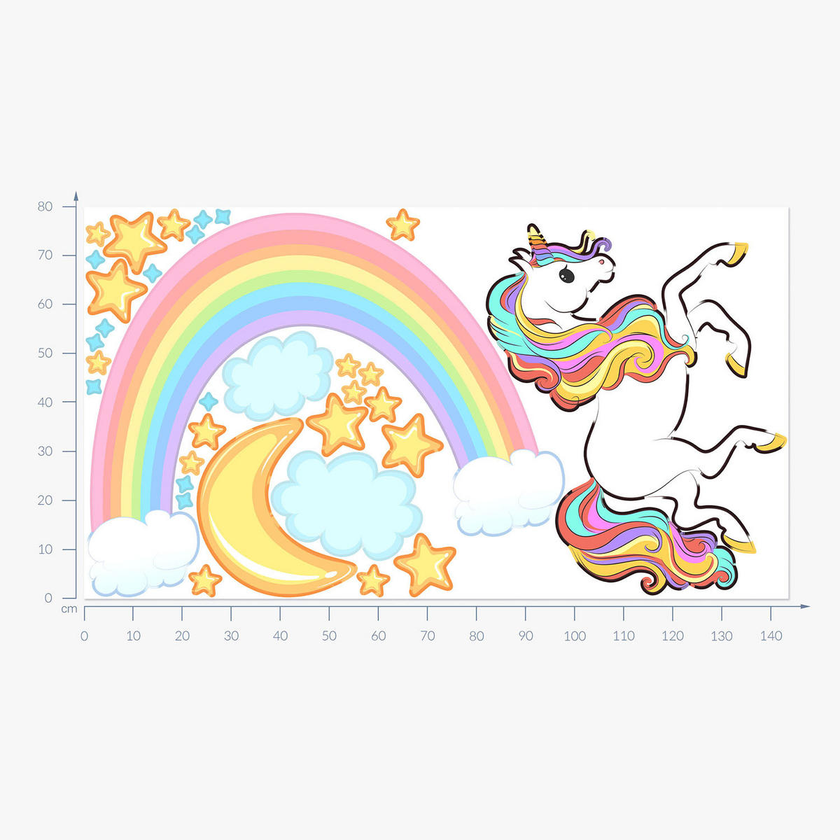 WANDAUFKLEBER 80x143cm - Regenbogenträume - Multicolor, Kunststoff (80/143/0.1cm) - Wallfluent