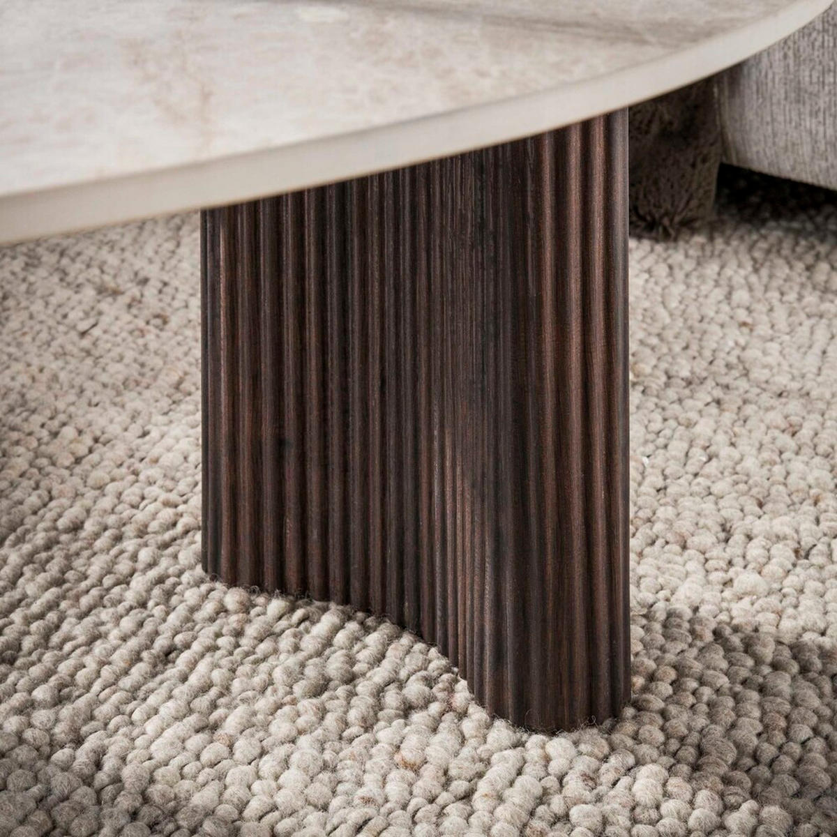 COUCHTISCH Set CERAMO APERTO 2-tlg. organisches Design-Set mit 3D-Keramikplatte - Dunkelbraun/Beige, Keramik (102/80/35cm) - alesvelt