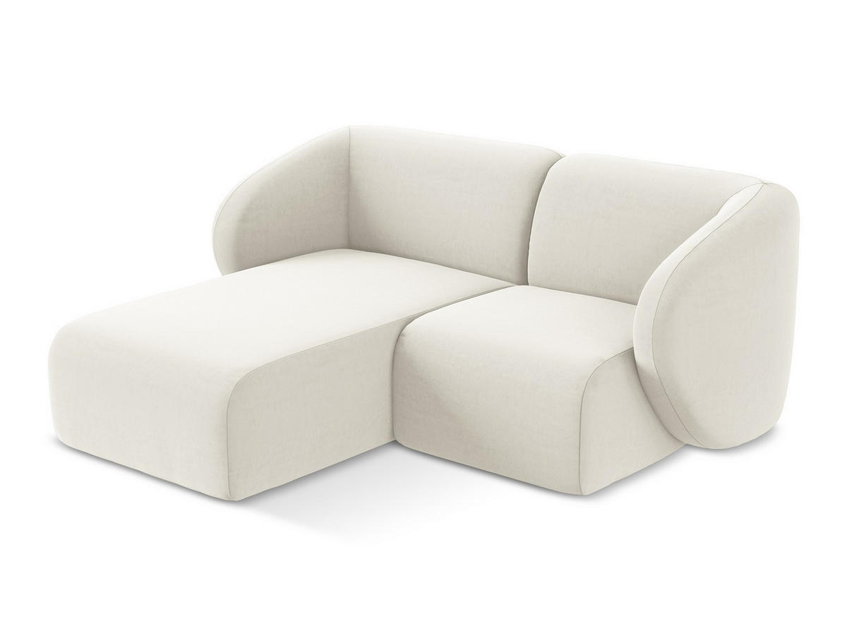 ECKSOFA Links Samt Stoff Beige - Creme/Schwarz, Holzwerkstoff/Kunststoff (178/166cm) - Makamii