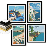 WANDBILDER 4er-Set - 50x50 cm & 40x60 cm Schwarzer Rahmen - Touristische Küstenlandschaften - Schwarz, Kunststoff (50/50cm) - ArtPrintCave