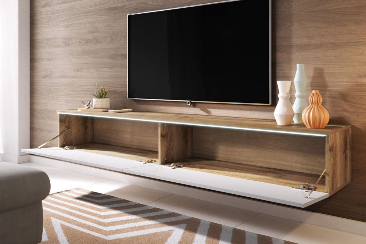 TV-SCHRANK Kane Wotan Eiche / Weiß 180 cm - Eiche Wotan, Holzwerkstoff (180/30/33cm) - Selsey