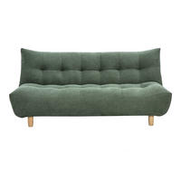 3-SITZER-SOFA mit Schlaffunktion in Khakigrünem Chenille-Stoff und hellem Holz YUMI - Grün, Textil (102/89/189cm) - Miliboo