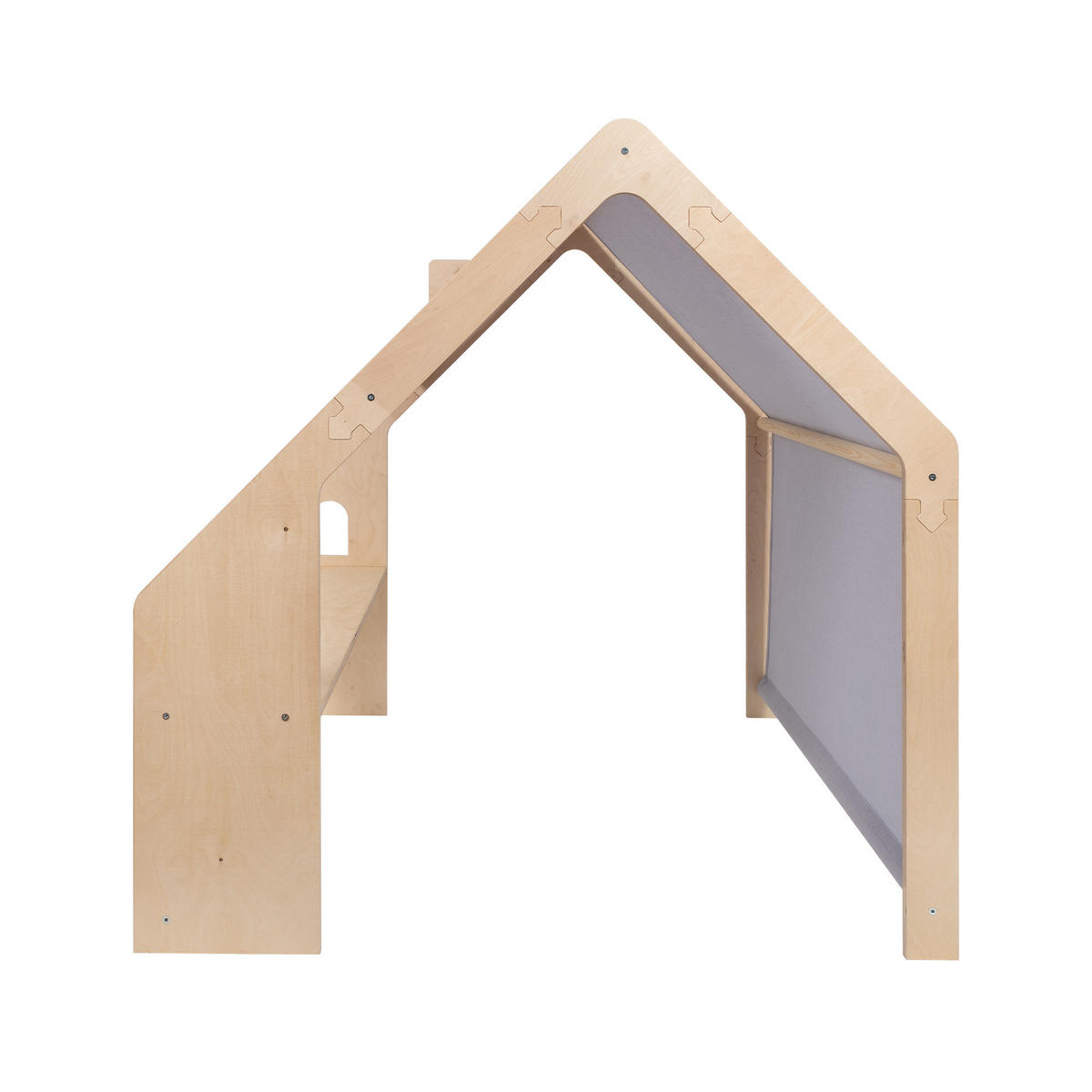 HOLZHÄUSCHEN Für Kinder mit Blauem Dach, Zarter Stoff, Spielhaus, Natur - Naturfarben/Hellblau, Holz (110/112/98cm) - MeowBaby