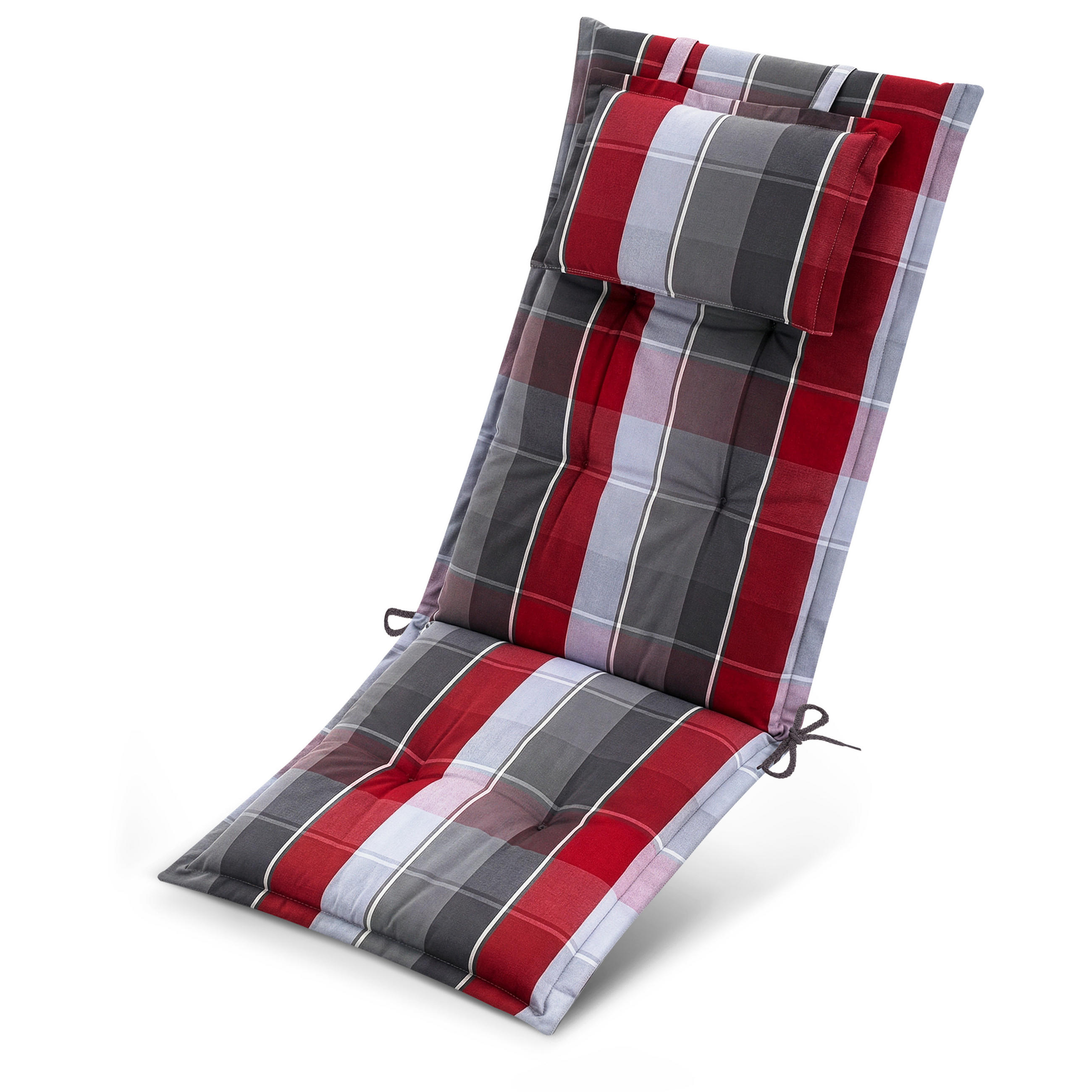 HOCHLEHNERAUFLAGEN Highlux HL 120x52x7cm Grau-Rot-Hellblau-Kariert - Multicolor, Textil (52/7/120cm) - Beautissu 