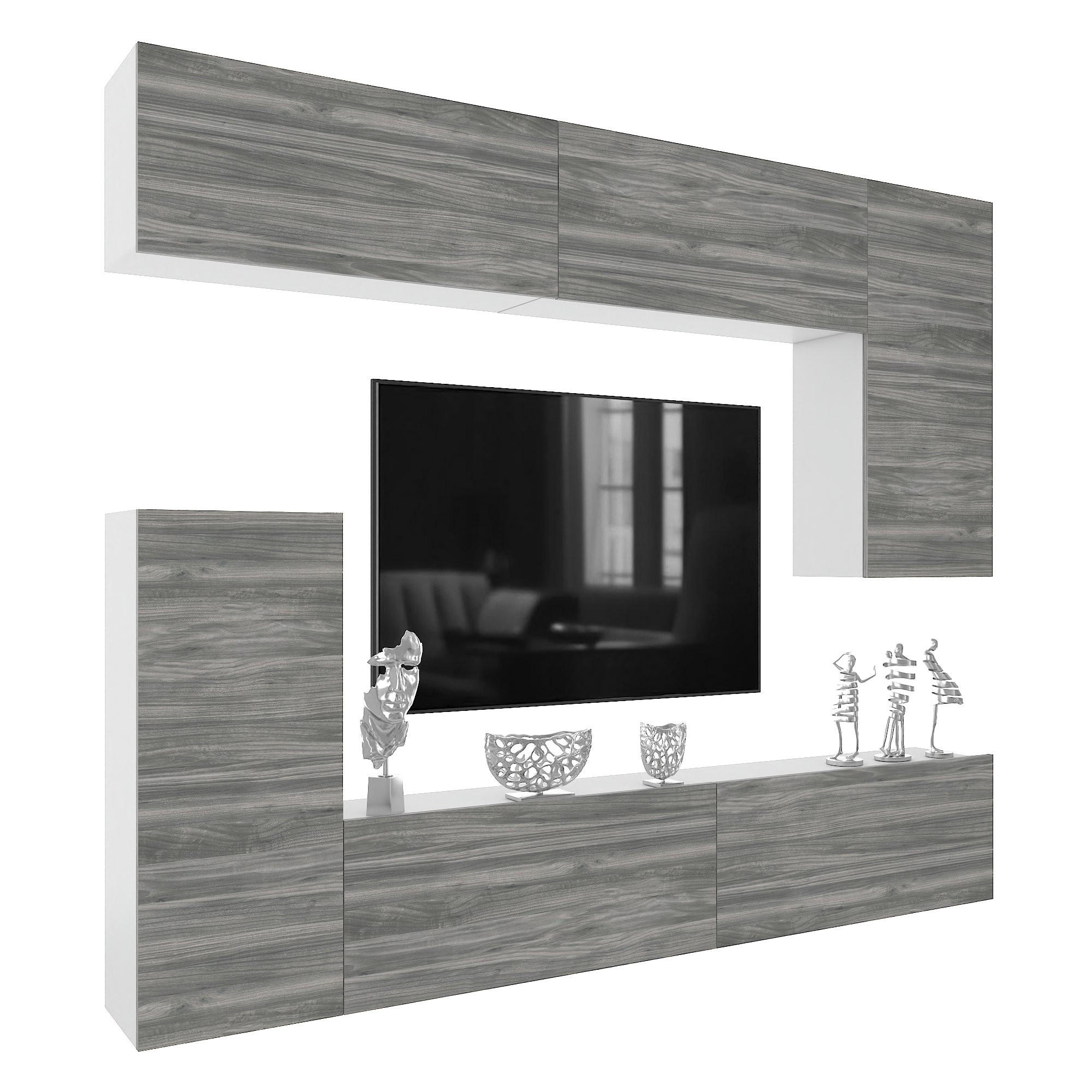 B BELINI GROUP OBÝVACÍ STĚNA Milano 8, Šedá matná, 250 cm, Bezúchytková