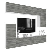 WOHNWAND Milano 8, Grau Matt, 250 cm, Grifflos - Grau, Holz (250/115/36cm) - B BELINI GROUP