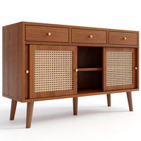 SIDEBOARD mit 3 Schubladen, 3 Türen und Rattangeflecht-Front - Walnussfarben, Holz/Holzwerkstoff (120/78/40cm) - EVRYAE