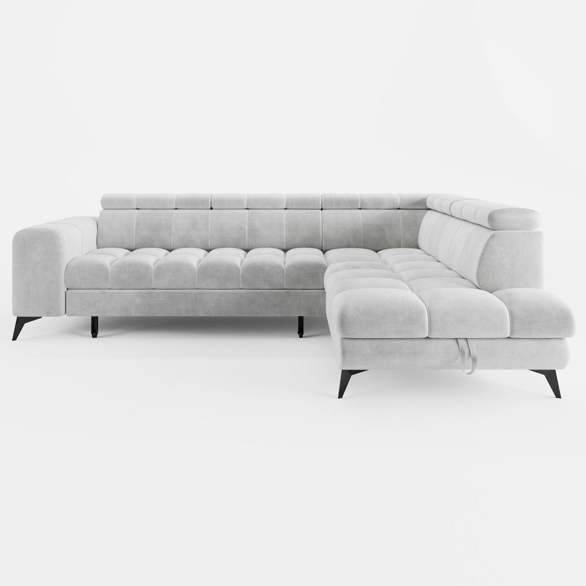 ECKSOFA CANDY CANE Rechts Gelb Velours-Stoff mit Schlaffunktion und Bettkasten - Gelb, Textil (264/192cm) - Barchello