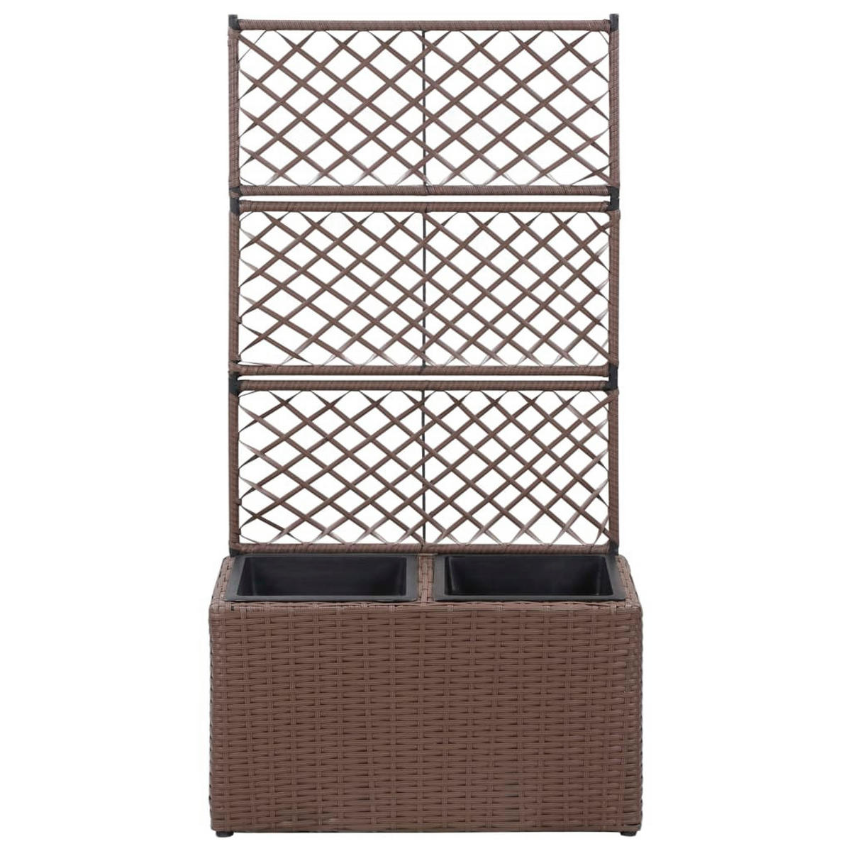 RANKKASTEN aus Rattan ELOT Braun 2 Töpfe 58x30x107 cm - Braun, Kunststoff (58/107/30cm) - DELUKE