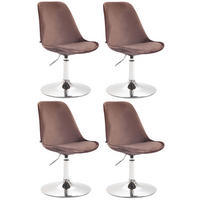 STUHL 4er Set Samt braun - Chromfarben/Braun, Textil/Metall (48/76/57cm) - CLP