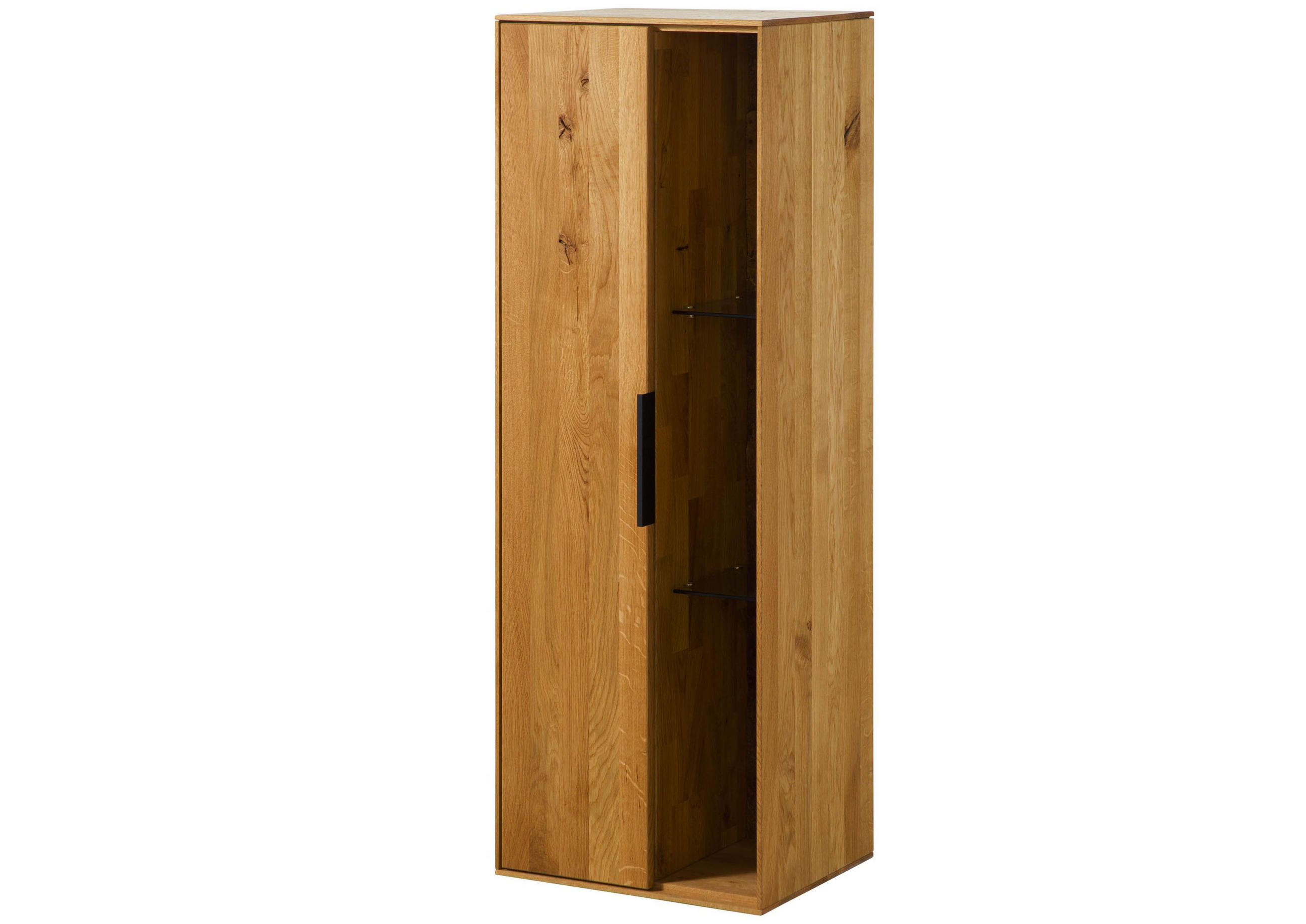 HÄNGEVITRINE Wildeiche 46x38x132 natur geölt LINDAU #12 - Braun, Holz (46/132/38cm) - Massivmoebel24