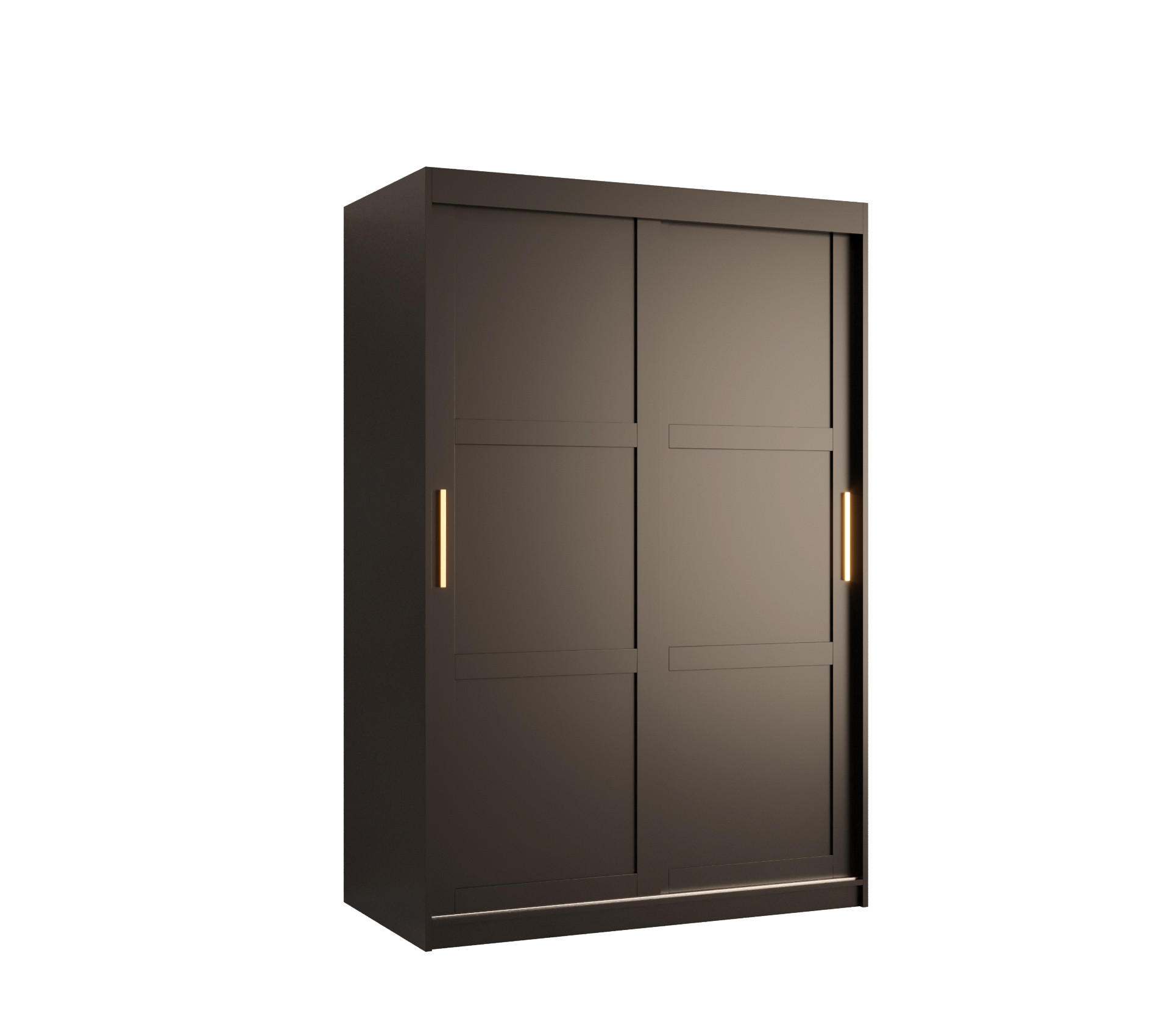 SCHWEBETÜRENSCHRANK 200/120/62 2-türig - Goldfarben/Schwarz, Holz/Kunststoff (120/200/62cm) - Abiks Möbel