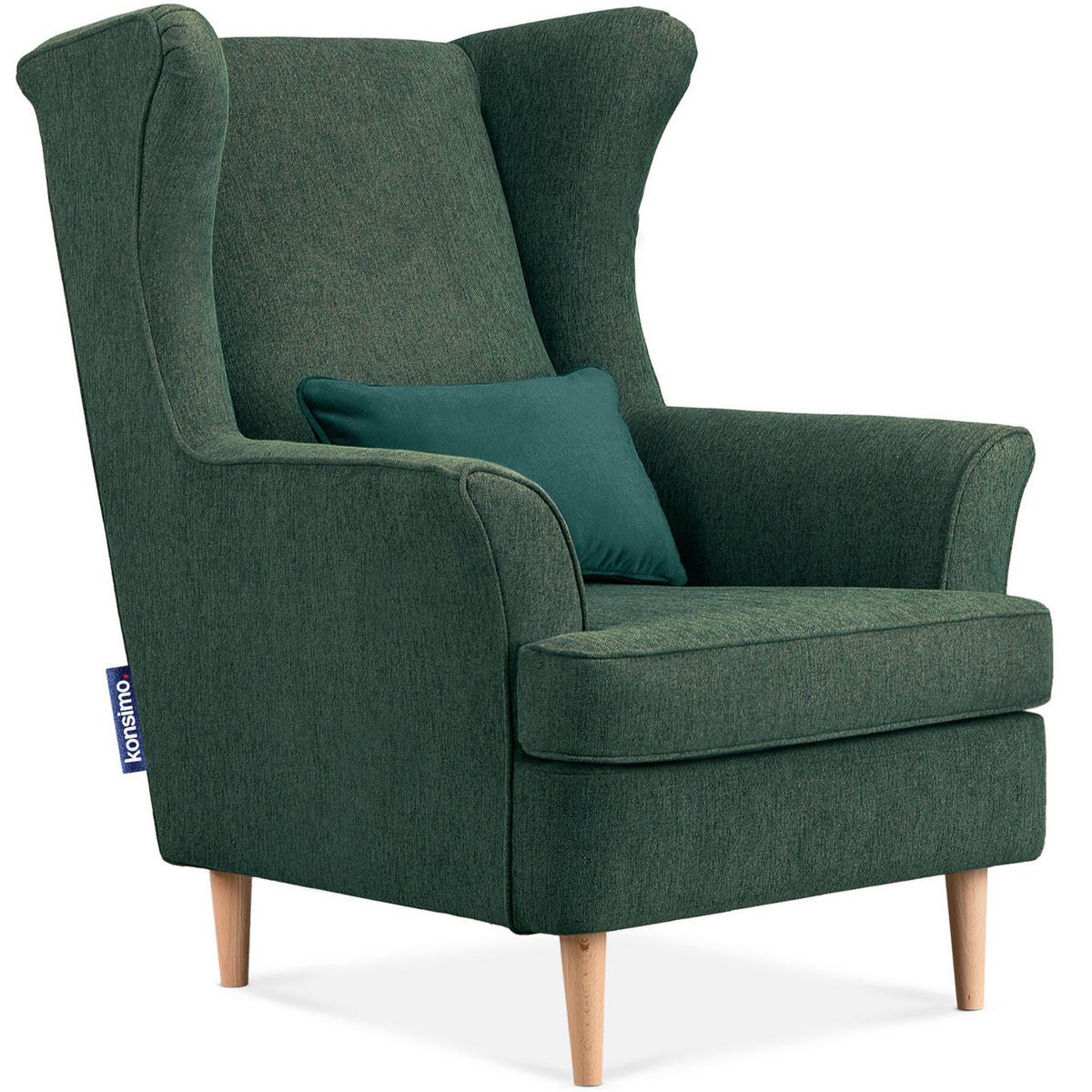 OHRENSESSEL STRALIS inklusive dekorativem Kissen - Blau/Beige, Textil (82/108/80cm) - KONSIMO®