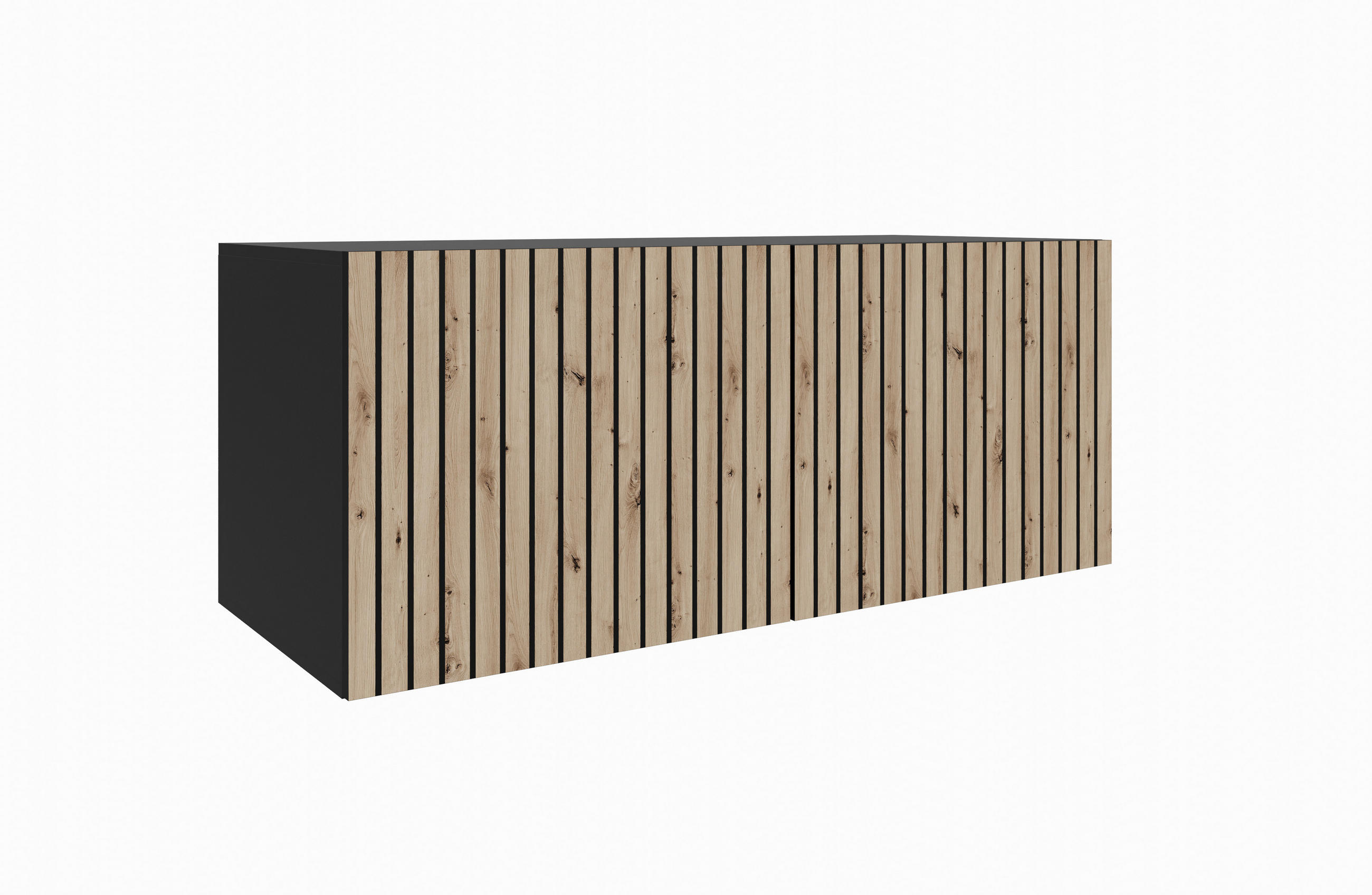 Meblini Tv-Schrank Schwarz, Eiche Artisan 100x115x40 cm
