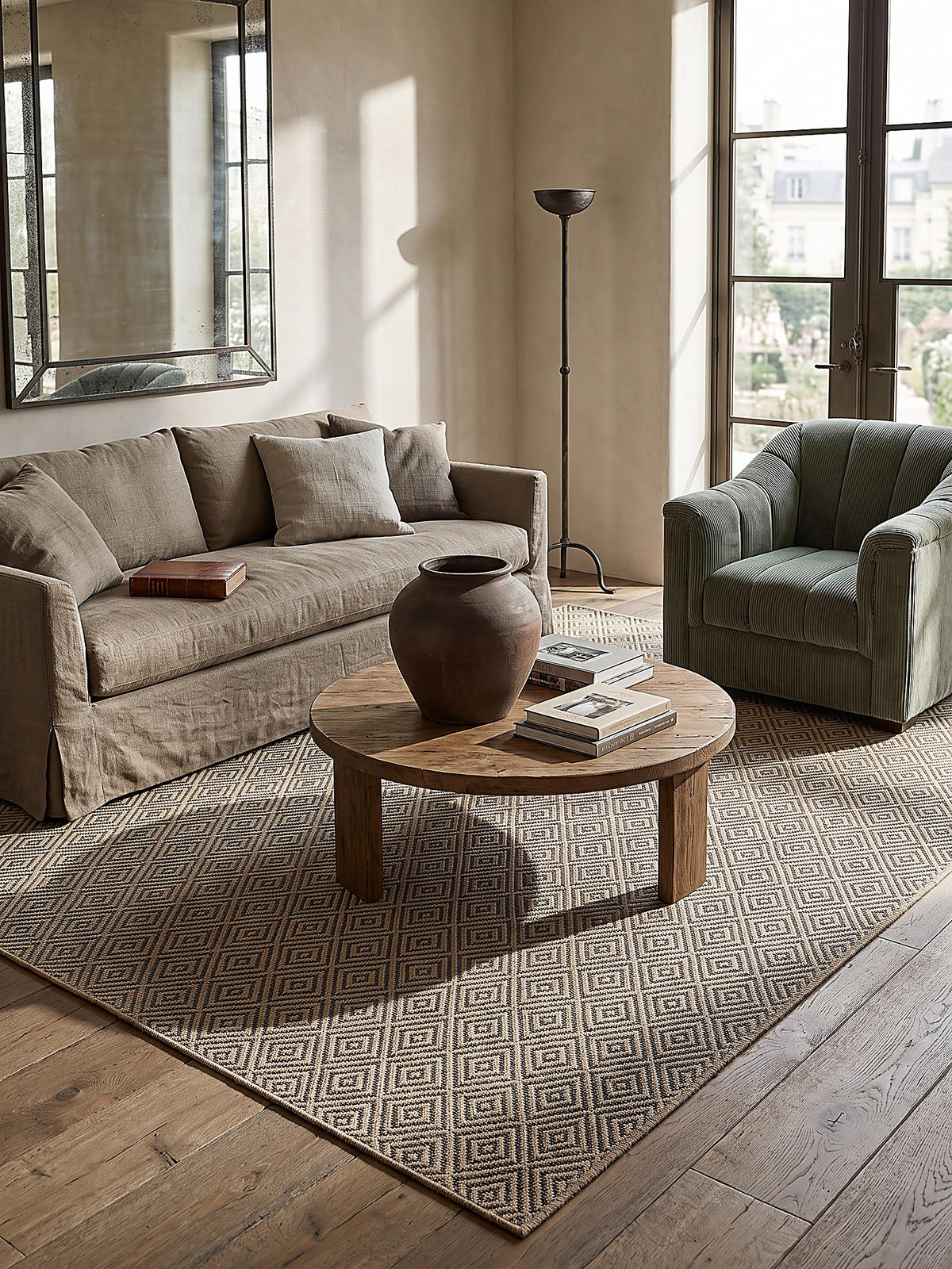FLACHWEBTEPPICH Karo CORDEV Polypropylen Natur 160 x 230 cm - Beige, Textil (160/230cm) - KADIMA DESIGN