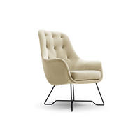 SESSEL SEDUTA, Modern Polstersessel Loungesessel, Velours-Stoff Creme - Creme, Holz/Metall (72.5/101.5/83cm) - MASSENO