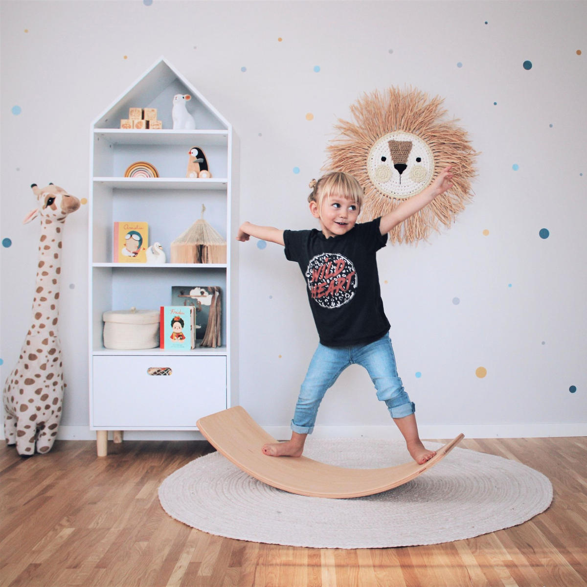 BALANCIERBRETT für Kinder 80x30cm, Balance Board, Naturholz - Naturfarben, Holz (30/18/80cm) - MeowBaby