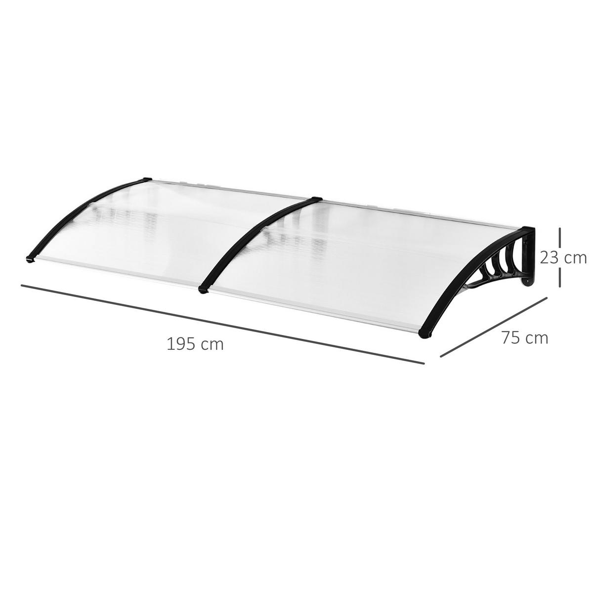 PULTVORDACH, Vordach, Alu, Transparent - Multicolor, Kunststoff (195/23/75cm) - Outsunny