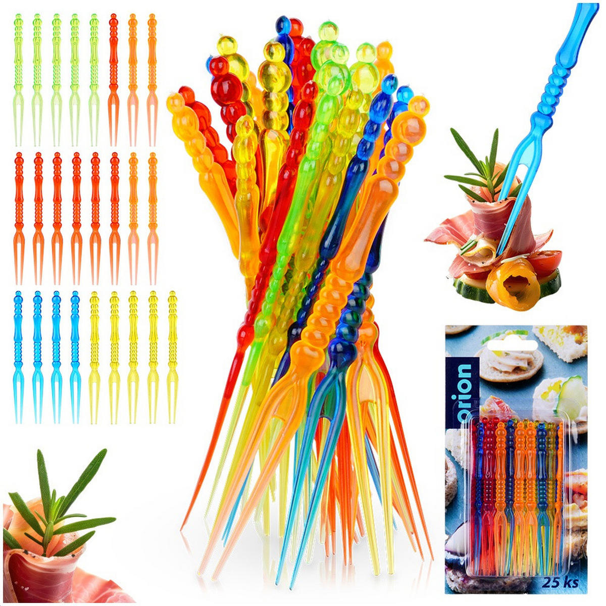 SNACKGABELN 10,5 cm 25 Stück. - Multicolor, Kunststoff (10.5cm) - Orion 