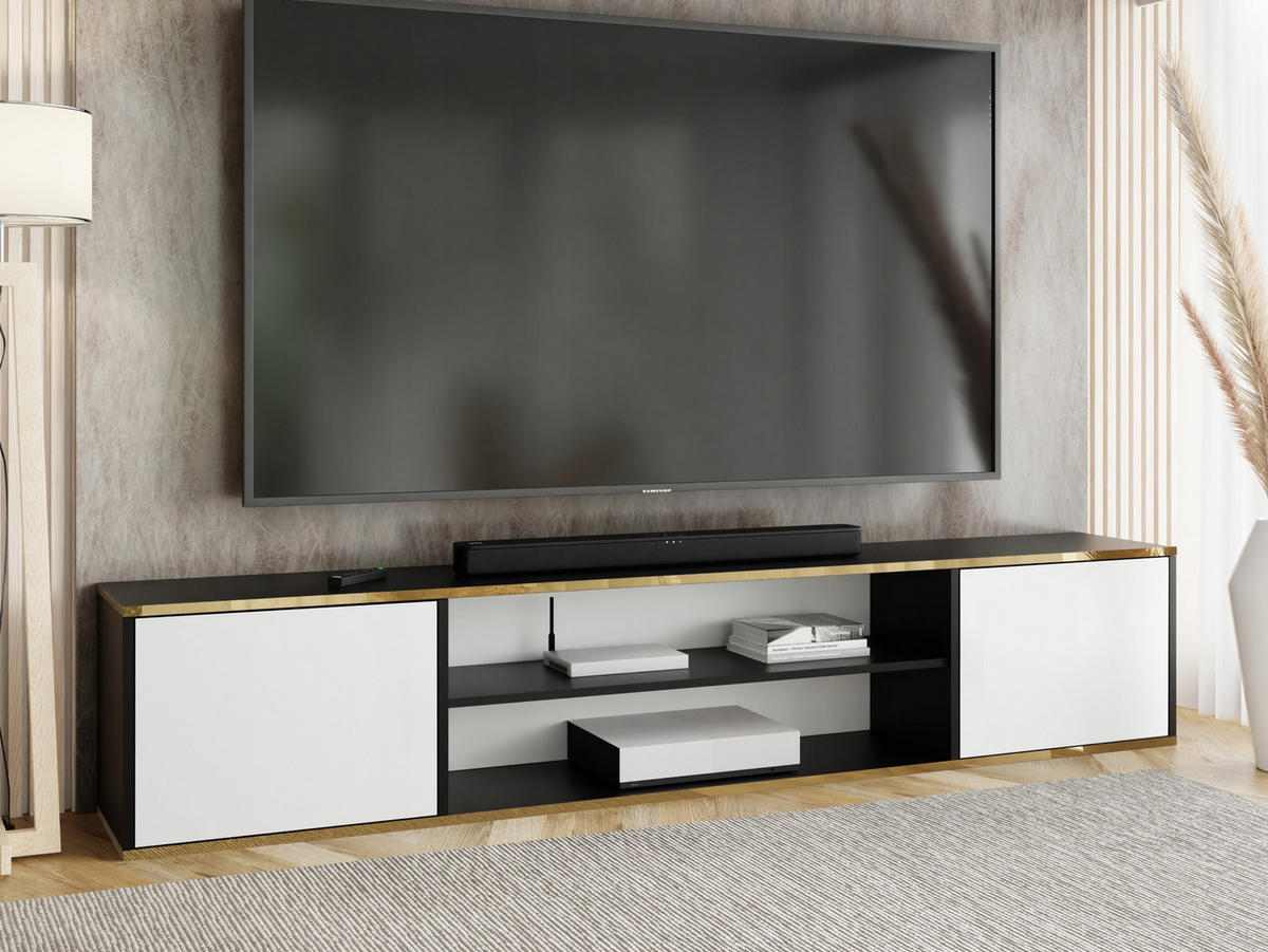 TV-LOWBOARD EDI GOLD 4 Schwarz / Weiß – 2-türig - Goldfarben/Schwarz, Holzwerkstoff (206.4/42/38.9cm)