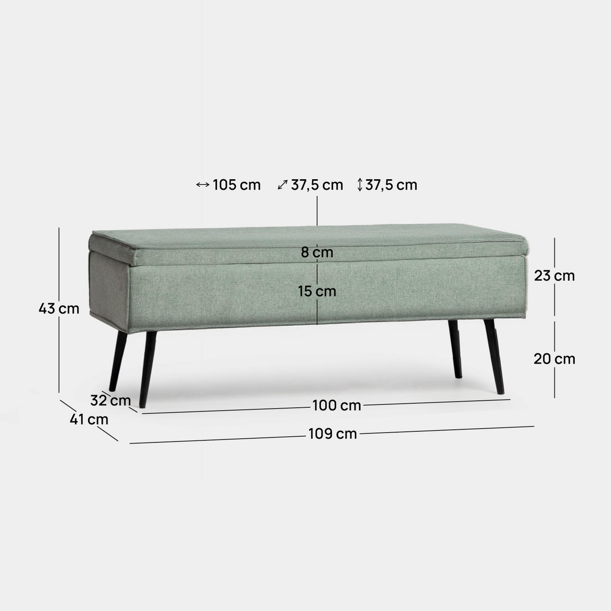 KOMMODE Sanna Grün 109 cm x 43 cm - Grün, Textil (109/43/41cm) - Klast Home