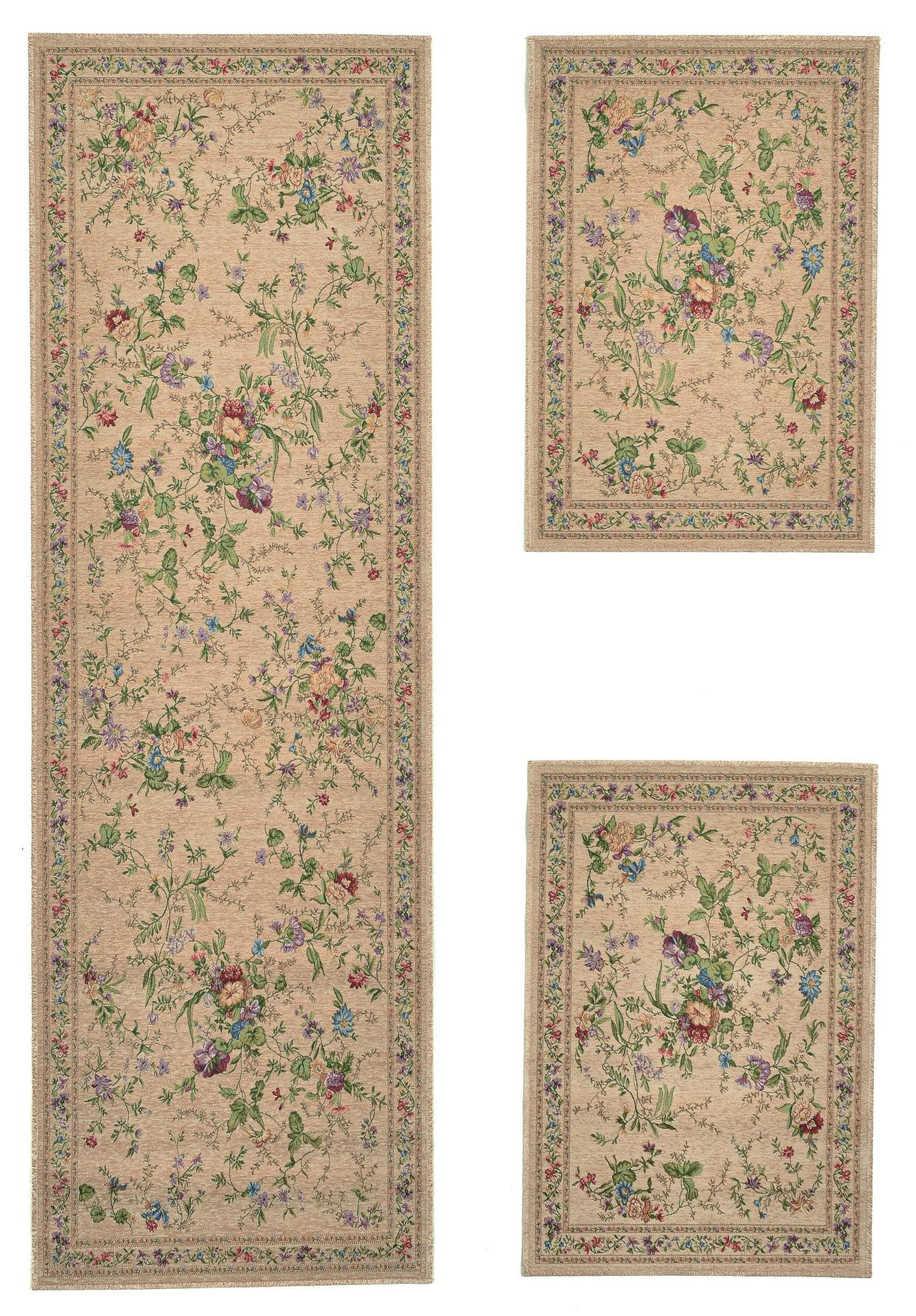 Theko Flachwebteppich Beige 70x400 cm