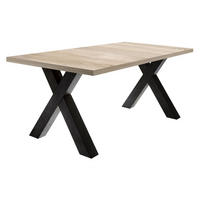 ESSTISCH ausziehbar Eike 7 140 x 90 x 75 Esszimmertisch Schwarzstahl/Eiche Sägerau - Sonoma Eiche, Holz (140/90/75cm) - 58aufmkessel