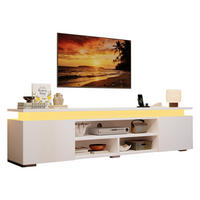TV niska komoda 180/35/42 cm u bijeloj boji s RGB LED rasvjetom i prostorom za odlaganje - bijela/crna, drvni materijal (180/42/35cm) - CHICFURN