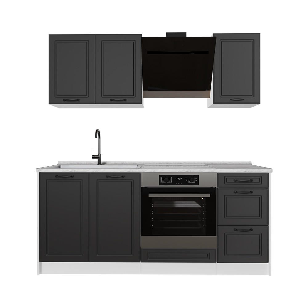 Vicco Singleküche Anthrazit, Weiß 180x206.8x60 cm
