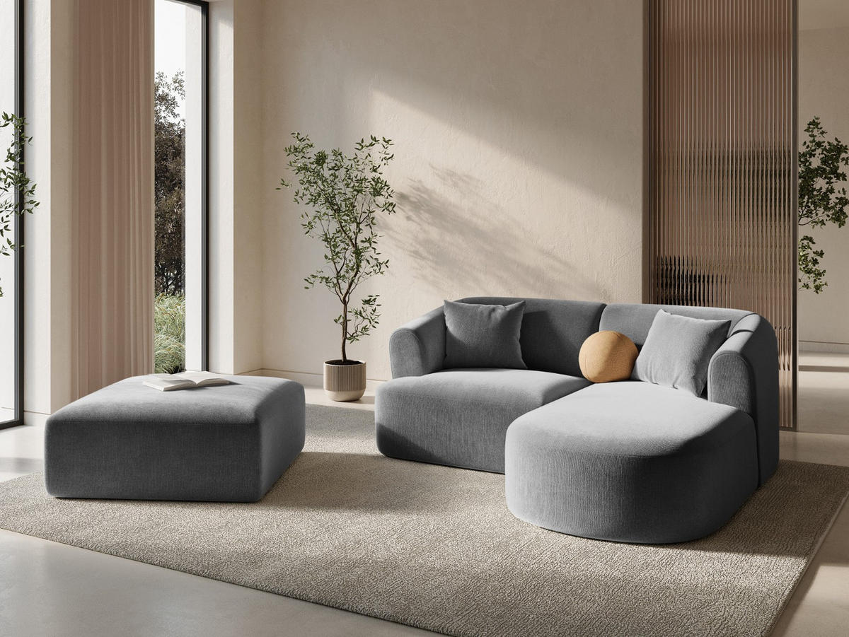 POUF Campi aus Samt grau - Grau, Textil (90/40/90cm) - Cosmopolitan Design