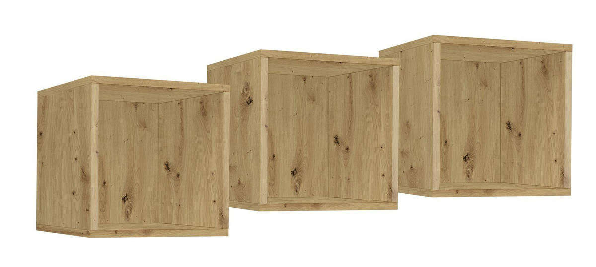 HÄNGEREGAL 3er-Set Erna 32x32x32 aus Holzwerkstoff Farbe Asteiche - Braun, Holzwerkstoff (32/32/32cm) - 58aufmkessel