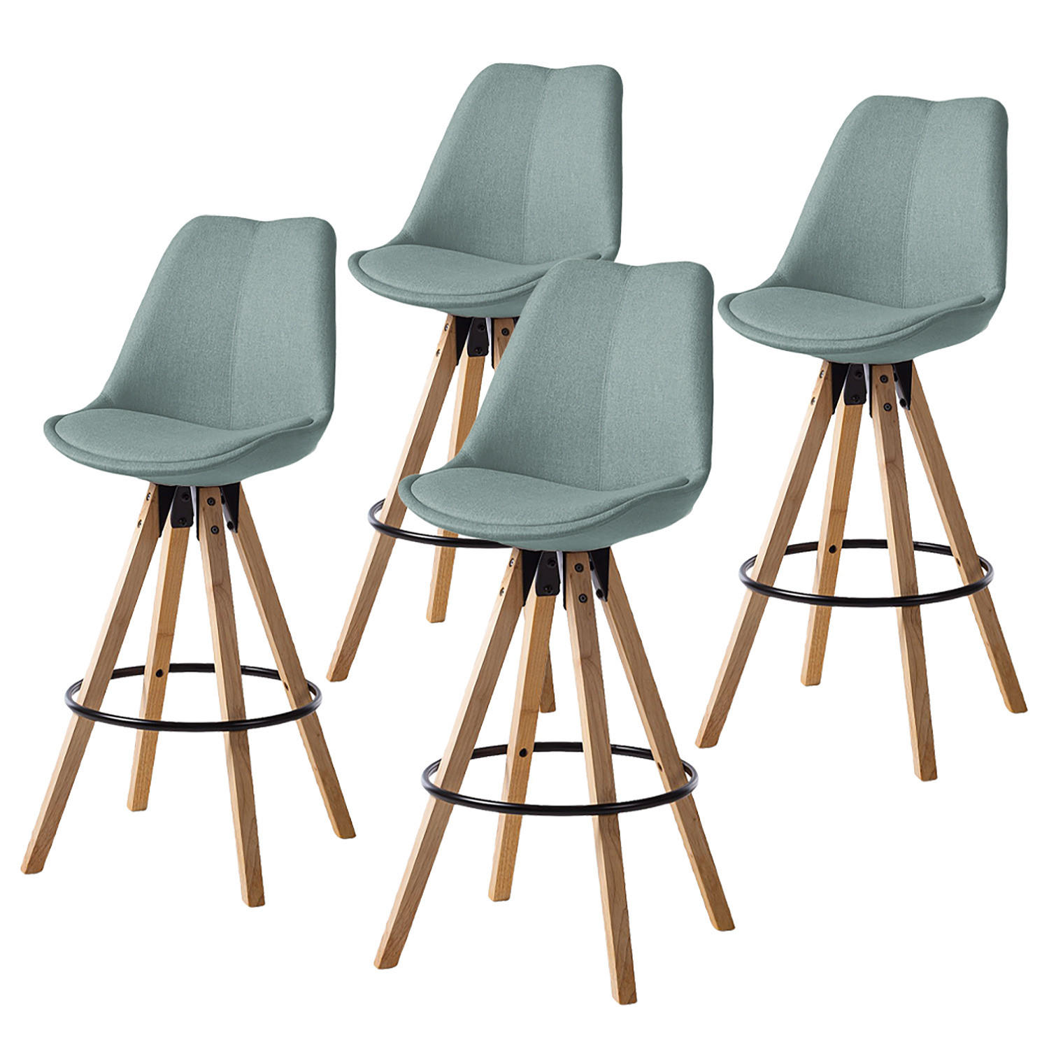 BARSTUHL-SET - Mintgrün/Grau, Holz/Textil (49/112/55cm) - home24