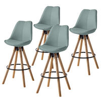 BARSTUHL-SET - Mintgrün/Grau, Holz/Textil (49/112/55cm) - home24