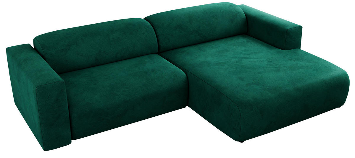 ECKSOFA PASADENA Dunkelgrün Velvet - Rechts Seite - Dunkelgrün/Schwarz, Kunststoff/Textil (180/288cm) - MKS