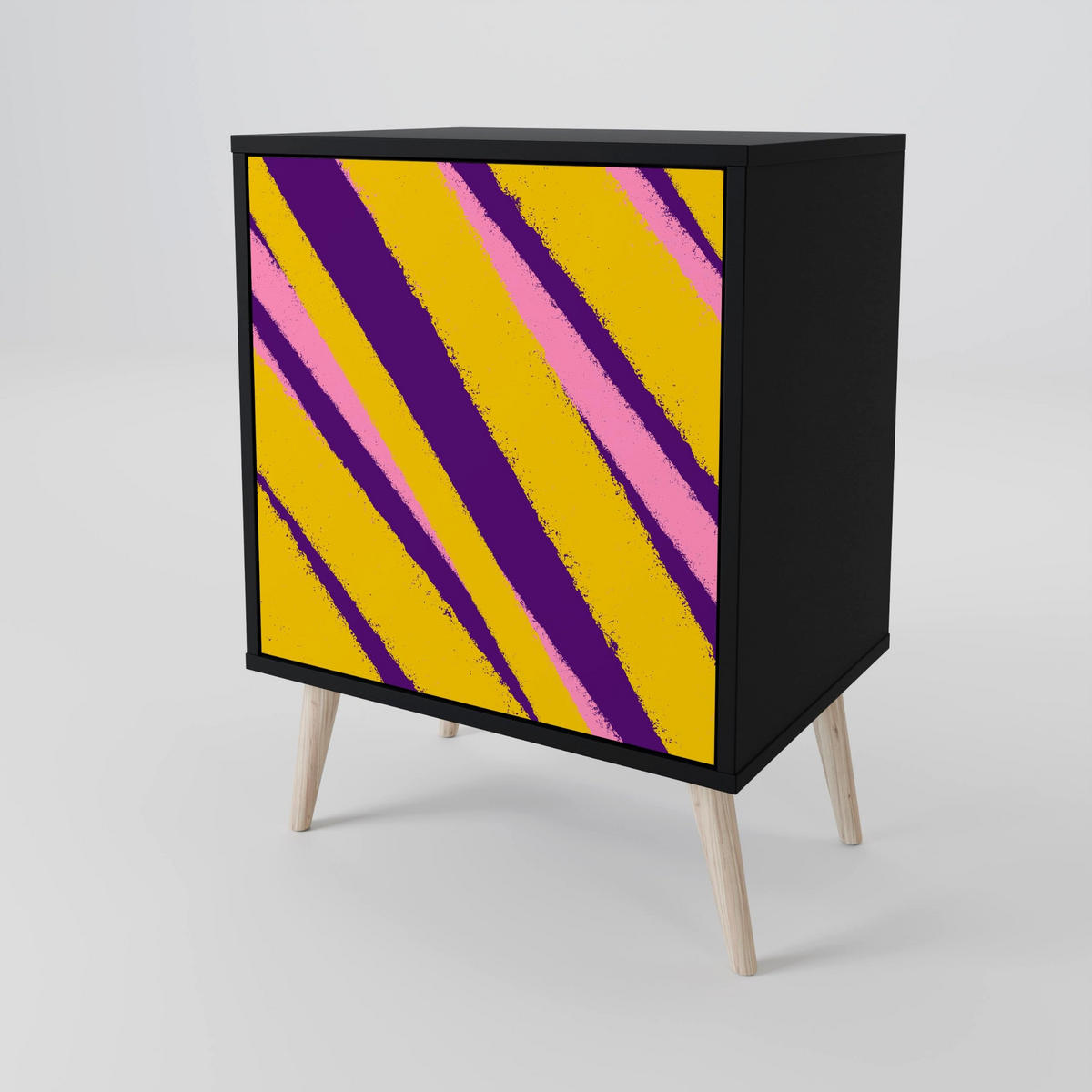 SIDEBOARD DREAMS COME TRUE, Schwarz, 57,5x42x70,5 cm, Schwarze Metall-Sternfüße - Multicolor/Schwarz, Holzwerkstoff/Metall (57.5/70.5/42cm) - SpaceRebels