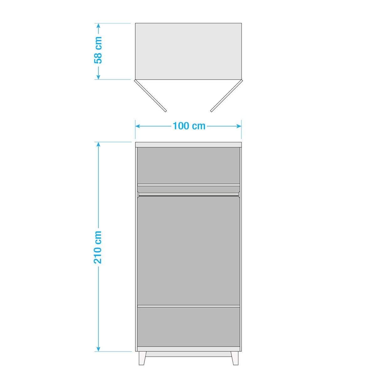 DREHTÜRENSCHRANK - Buche massiv - Buchefarben, Holz (100/210/58cm) - home24
