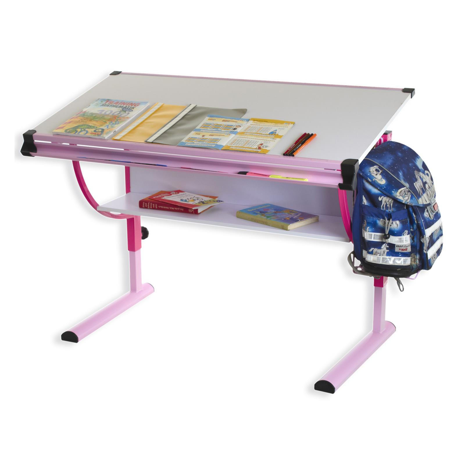 IDIMEX KINDERSCHREIBTISCH Weiß, Rosa 114cm × 60cm × 90cm
