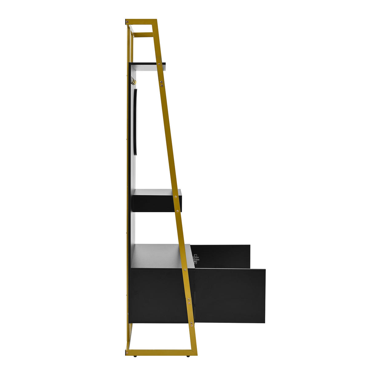 STANDGARDEROBE mit Spiegel und Schuhablage 78/38,5/180,5 cm in Schwarz - Schwarz, Holzwerkstoff (78/180.5/38.5cm) - BEAOK