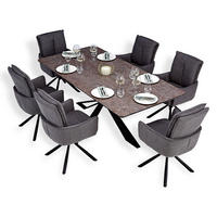 TISCHGRUPPE 200x100 cm braun schwarz mit 6 Stühle Anthrazit - Anthrazit/Braun, Metall (100/94/200cm) - Homestyle4u