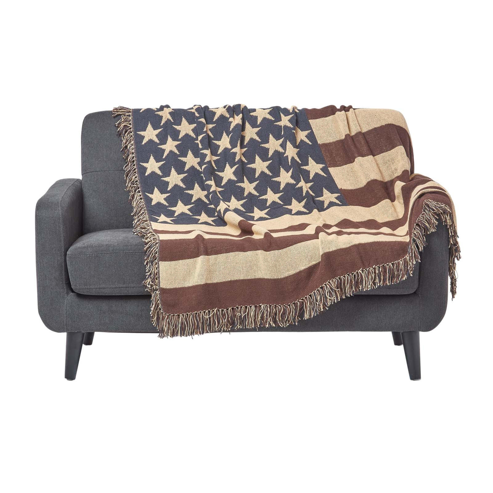 ÜBERWURF 125/150 cm mit US-Flagge im Vintage-Look - Multicolor, Textil (125/150cm) - Homescapes