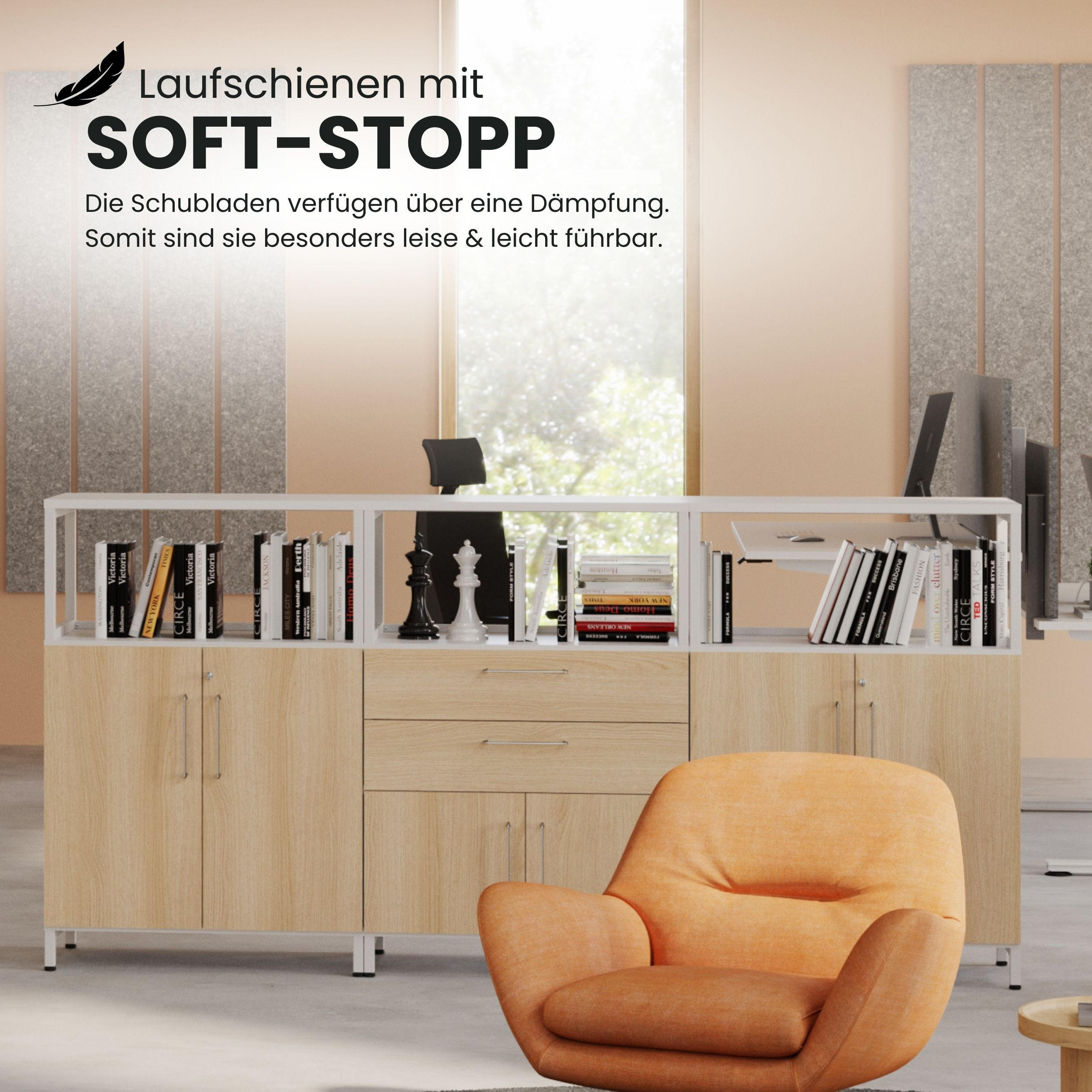 Thumbnail - bümö Aktenschrank, Weiß, Holzwerkstoff, Nachbildung, Rechteckig, 80x74.8x41.7 cm, FSC Mix, Arbeitszimmer, Aktenschränke