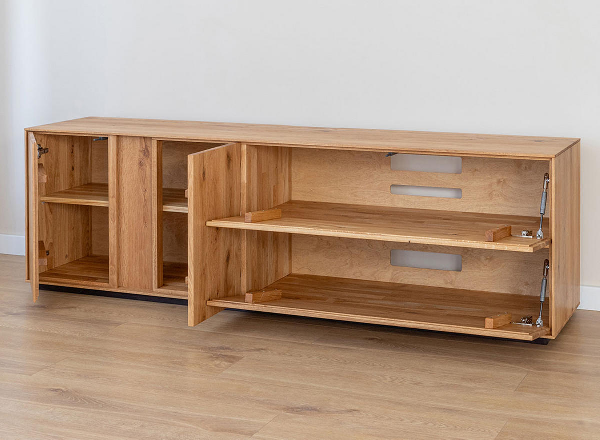 WOHNZIMMER-SET Collodi Wildeiche Natur - Sideboard 165cm - Türanschlag rechts - Wildeiche/Eichefarben, Holz (293/205/43.5cm) - Feldmann-Wohnen