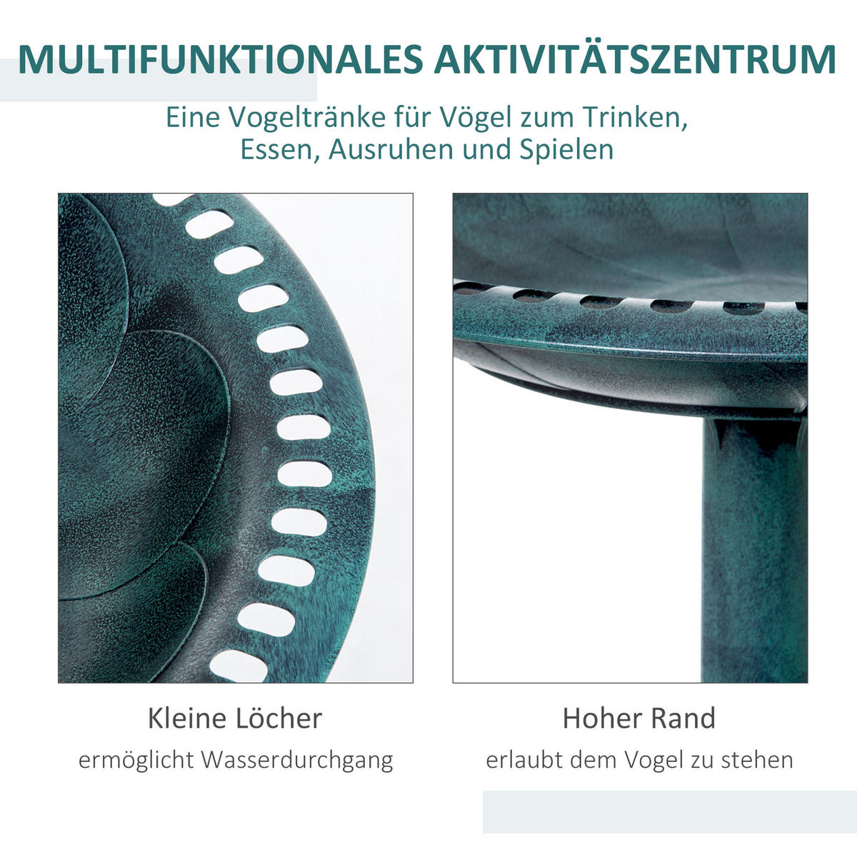 VOGELTRÄNKE, Kunststoff, Grün - Grün, Kunststoff (50/69.5/50cm) - Outsunny