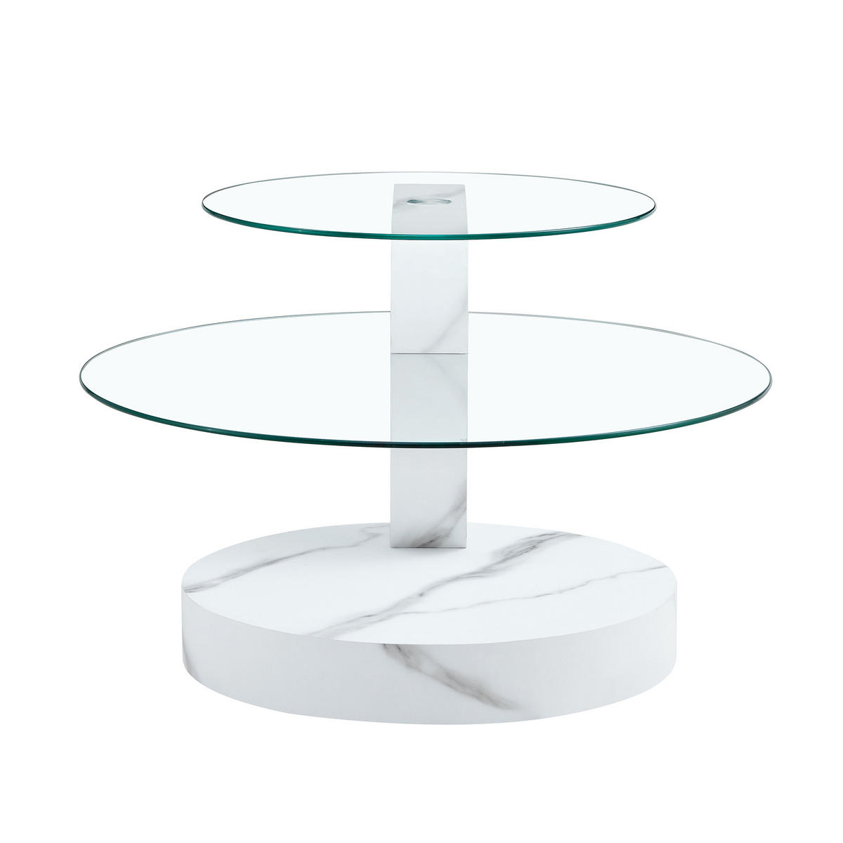 COUCHTISCH DE-145 Zweischichtig Marmoroptik Weiß - Weiß, Holzwerkstoff (70/90/44cm) - ComfortXL