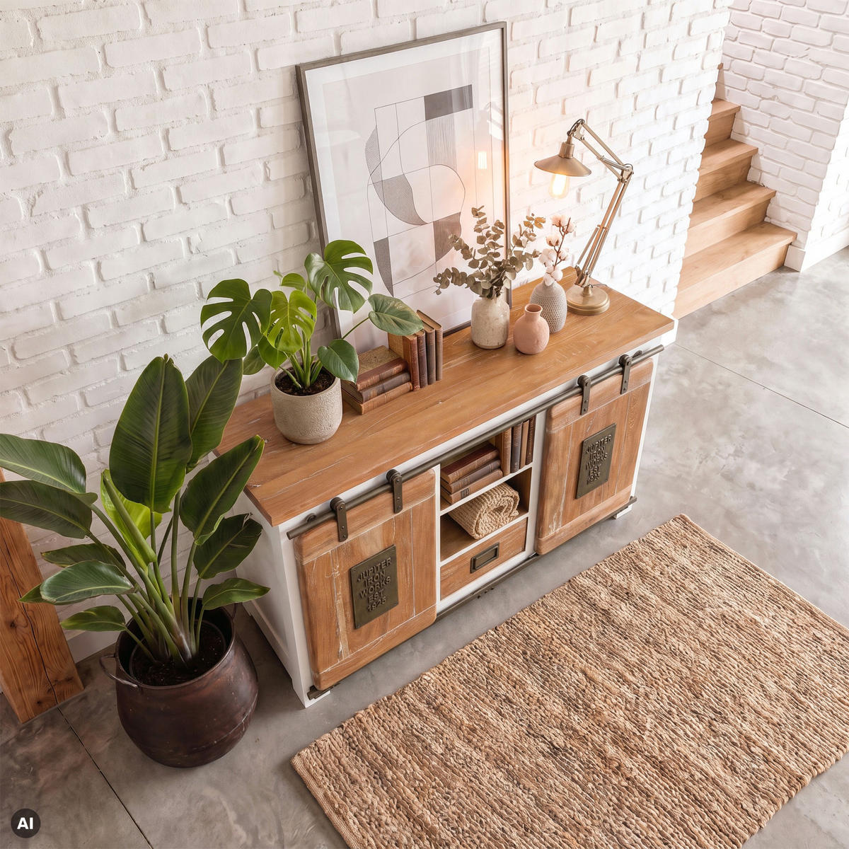 SIDEBOARD Mango 128x45x70 weiß lackiert RAILWAY #502 - Weiß, Holz (128/70/45cm) - Massivmoebel24