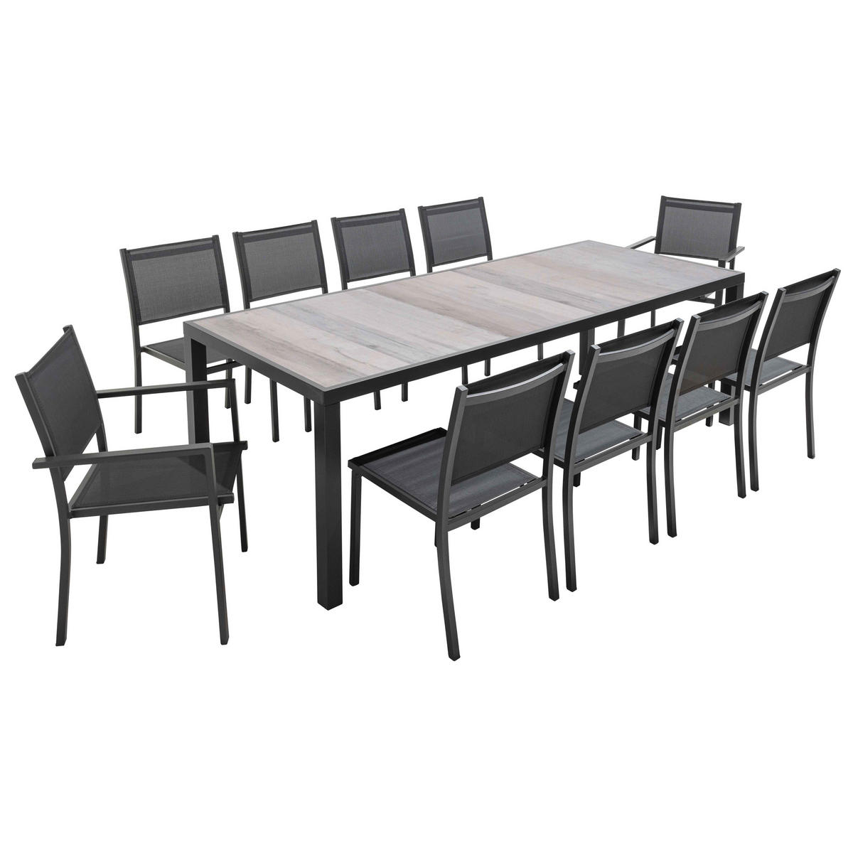 GARTENSET 11-tlg., Grau - Grau, Metall - Oviala
