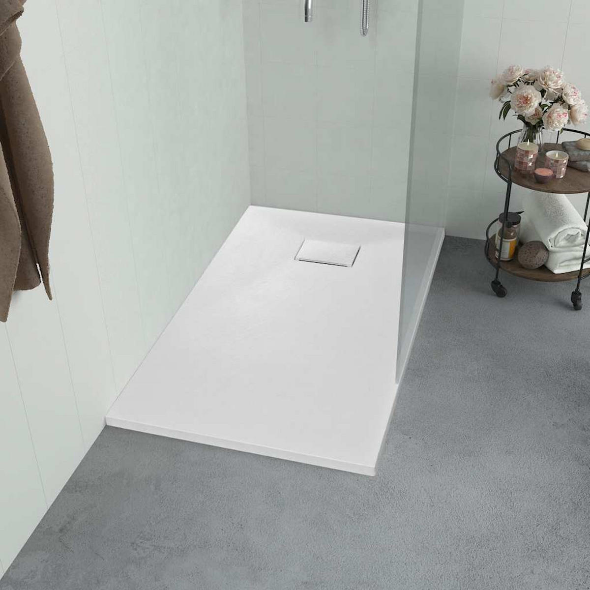 DUSCHWANNE Weiss 90/70 Cm - Weiß, Textil (70/2.6/90cm) - vidaXL